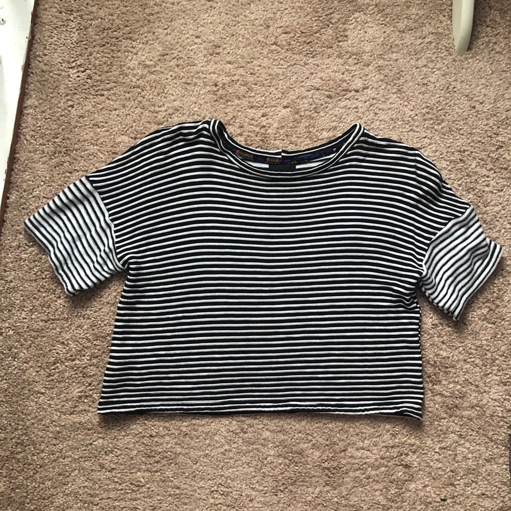 Black and white striped crop top
